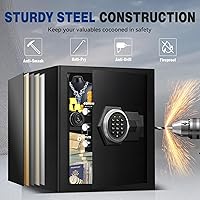 Vista 2 de 2.3 pies cúbicos Caja de seguridad ignífuga para el hogar - Caja de seguridad de acero con teclado electrónico digital, caja de seguridad para Negro