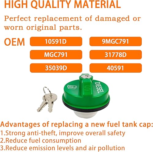 Miniatura 5 de Tapón de combustible con bloqueo 10591D para Chevy Silverado Express C3500 K3500, Dodge Ram 3500 W350 D350, Ford F-250 E-350, GMC Sierra Savana, OE