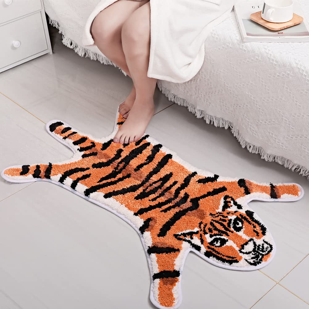 Alfombrilla de baño con Forma de Tigre y diseño de Dibujos Animados, 22,5 x