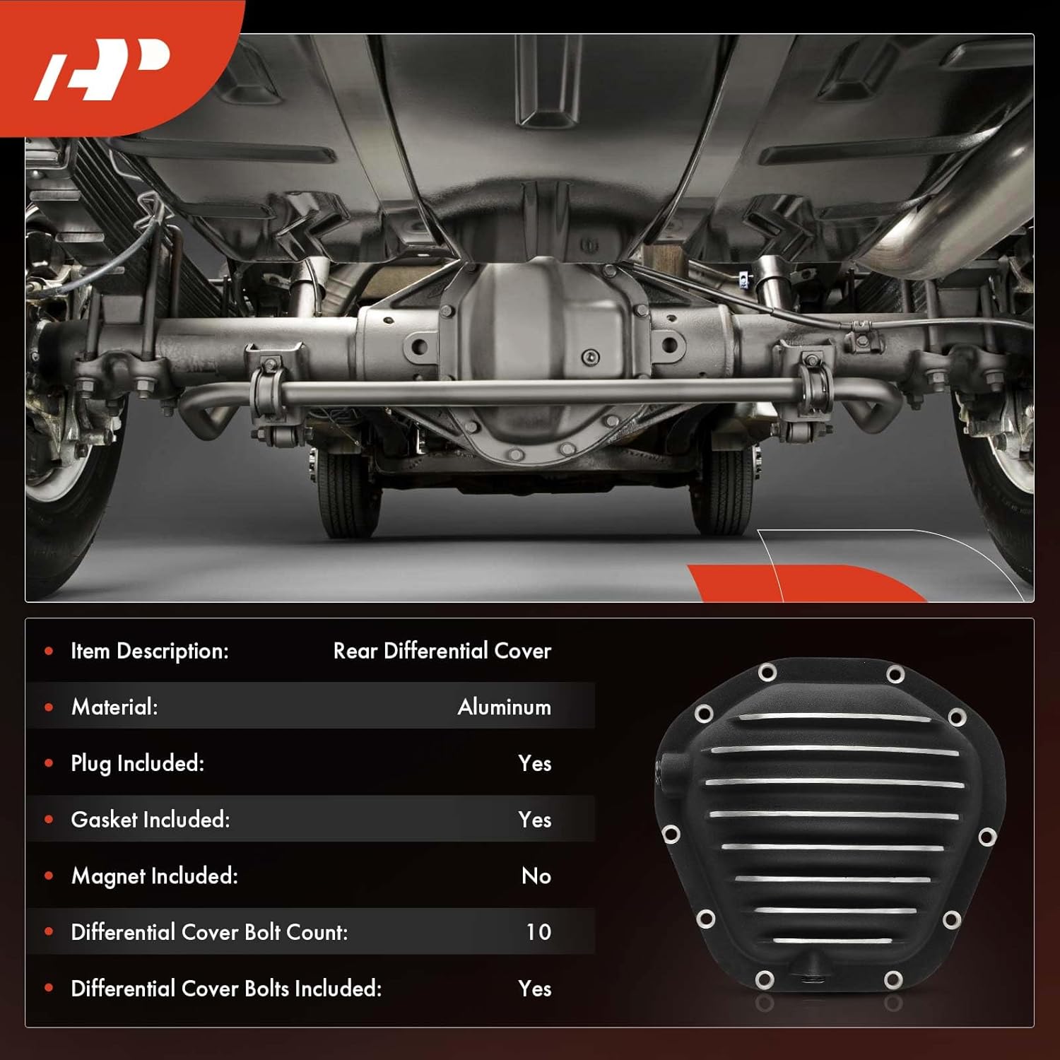 A-Premium Rear Differential Cover with Gasket Compatible with Ford E-250 Econoline 1980-1988 E-250 Econoline Club Wagon Jeep J20 J-2600 J-2700 J-3600