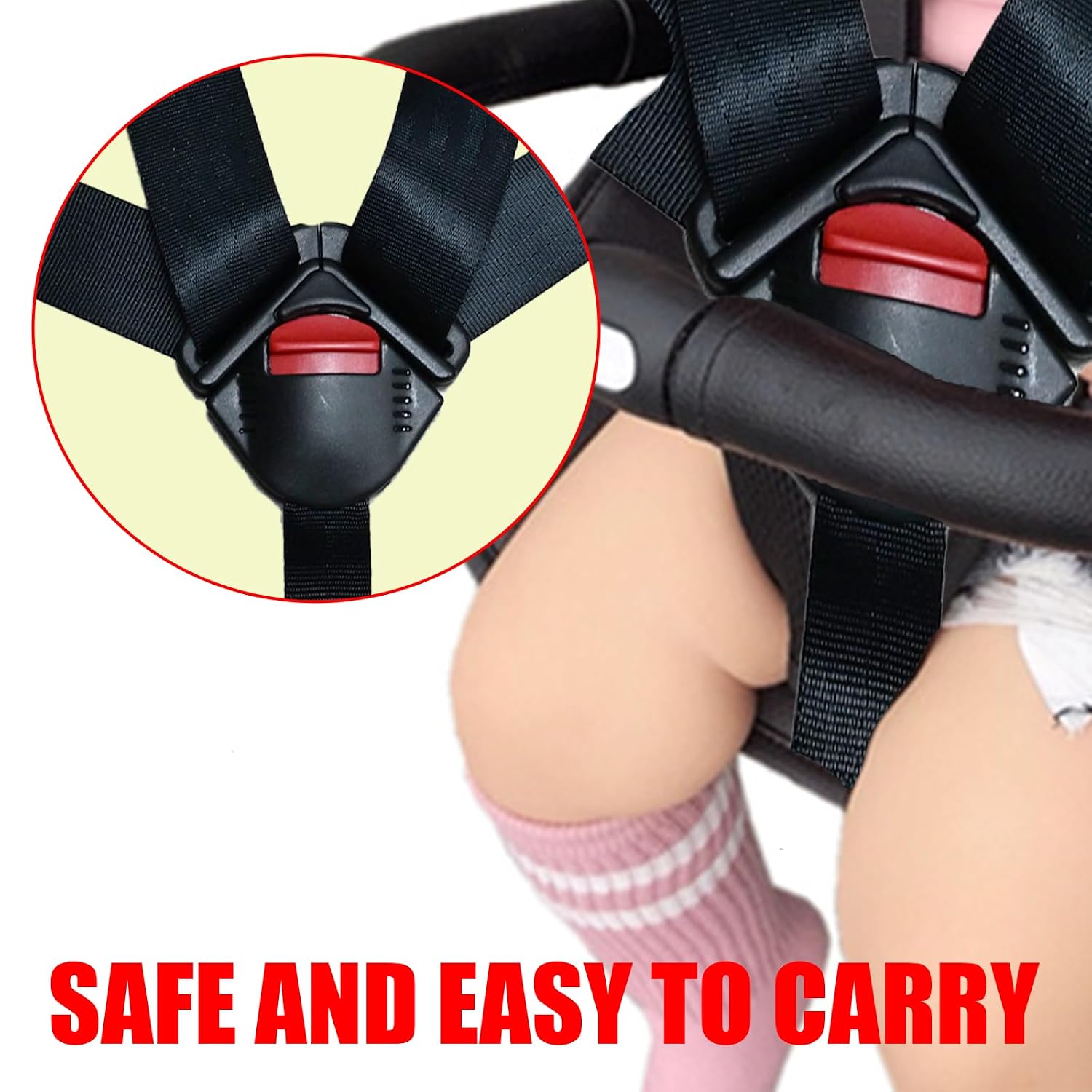 Universal Baby Highchair Stroller Pushchair 5pt 5 Point Harness with Locking Buckle, Baby Seat Chest Harness Clip Buckle + Harness Straps Width 38mm/1.5in