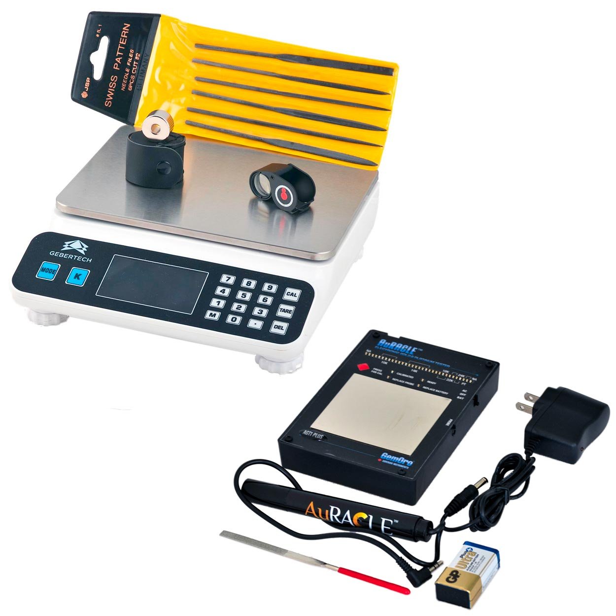 GemOro Auracle AGT1 Deluxe Easier Calibration Kit With Loupe, Files, & Rare Earth Magnet & Self Calculating Scale