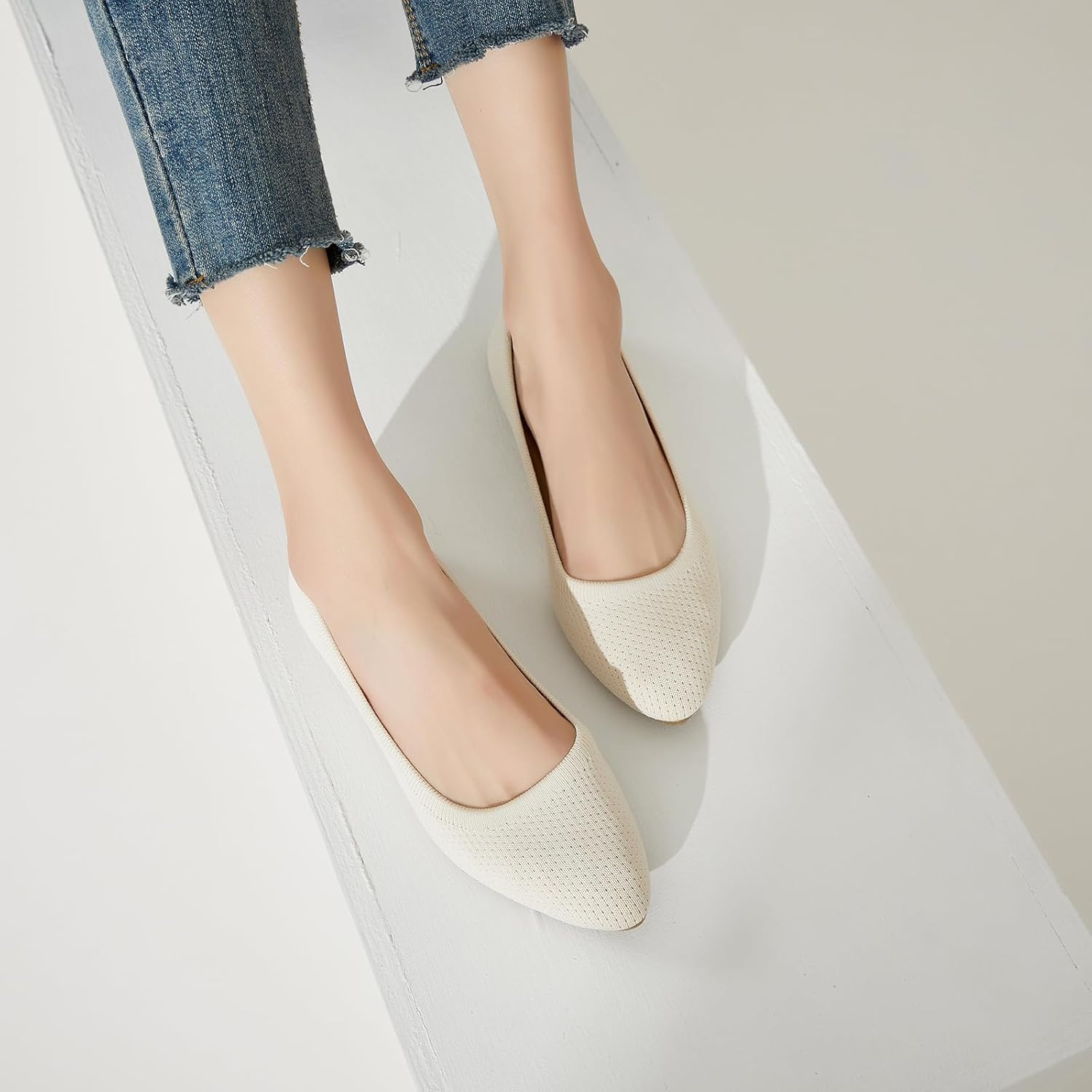 BABUDOG Women's Mesh Flats Shoes Pointed-Toe Dress Shoes for Women Black Flats Comfortable Memory Foam Flats - Image 6