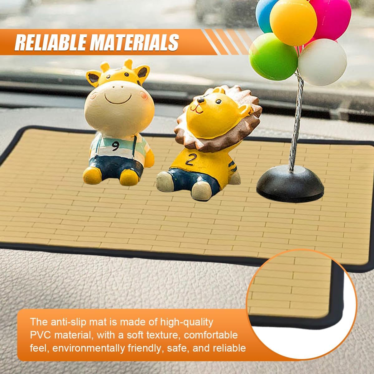 Craedli Rectangular Car Dashboard Anti Slip Mat, 10.4" × 5.7" Grid Pattern Sticky Dash Pad, Multifunctional PVC Anti Slide Gripping Mat for Cell Phones Keys Sunglasses, Auto Center Console Pad(Floor)