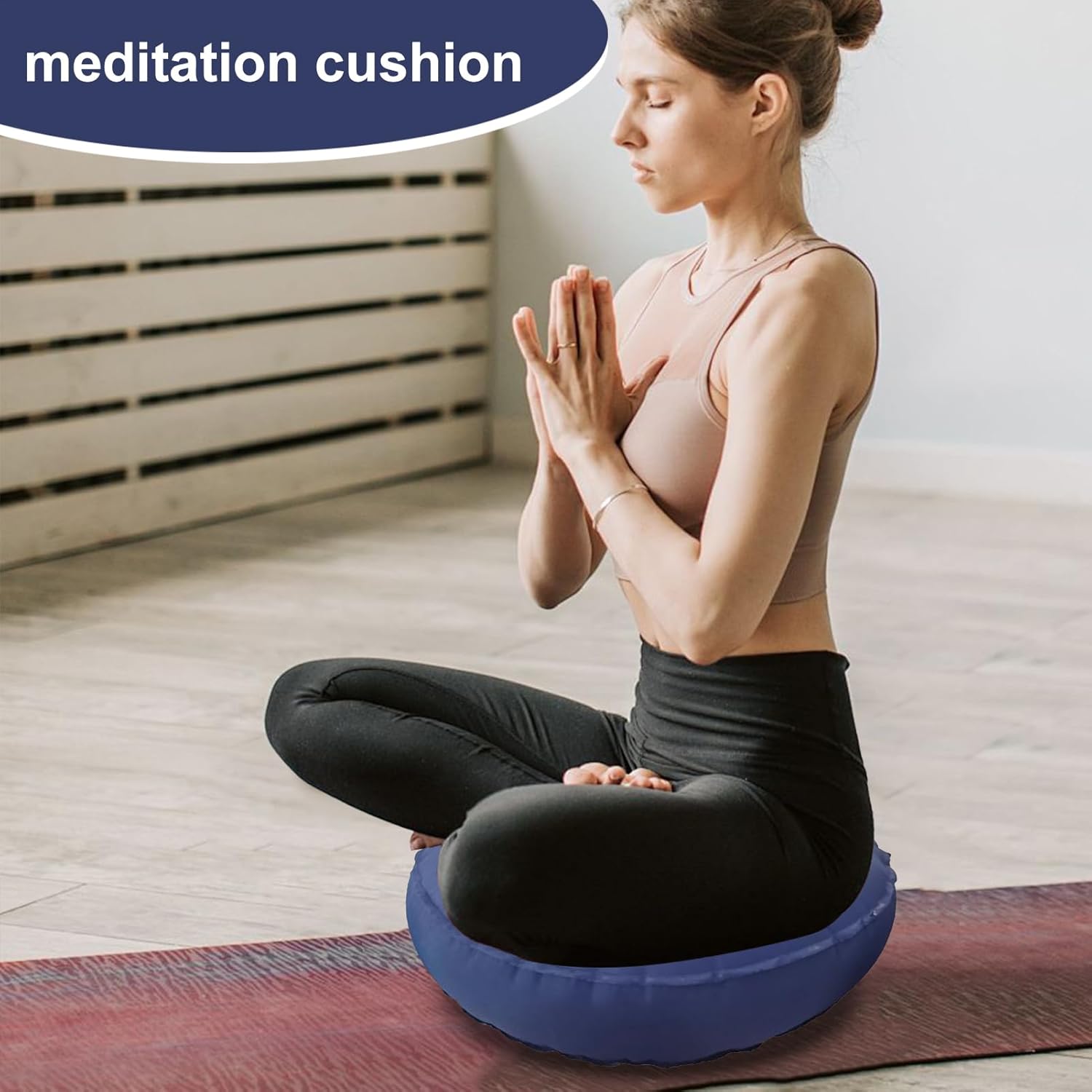 Meditation Cushions - Floor Cushion | Round Cushions | Inflatable Yoga Balance Meditating Pillow | Portable Seats for Exercise Women Men Adults Relaxation Zen Prayer Pilates Picnic Outdoor Garden
