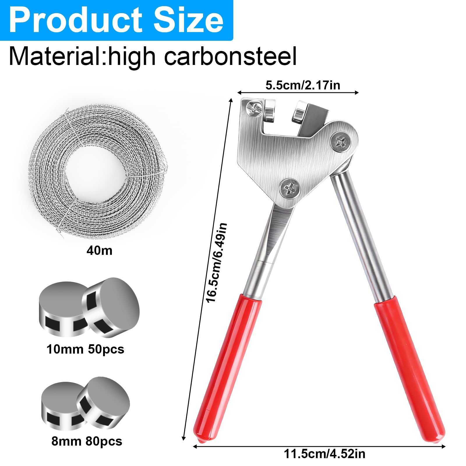 Set di Pinze per Sigilli in Piombo Pinza per Piombatura con 130 Guarnizioni di Piombo Rotonde (8 10mm) e 40M Filo di Sigillatura per Contatori Dell'acqua e le Apparecchiature