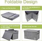YOLOXO Boîte à jouets coffre, corbeilles de rangement robustes collapsibles avec des lids, super grands enfants Rangement de jouets Organisateur Boîtes Paniers à jouets pour enfants, garçons, filles, salle de bain, salle à jouer, placard (Linen Gray)