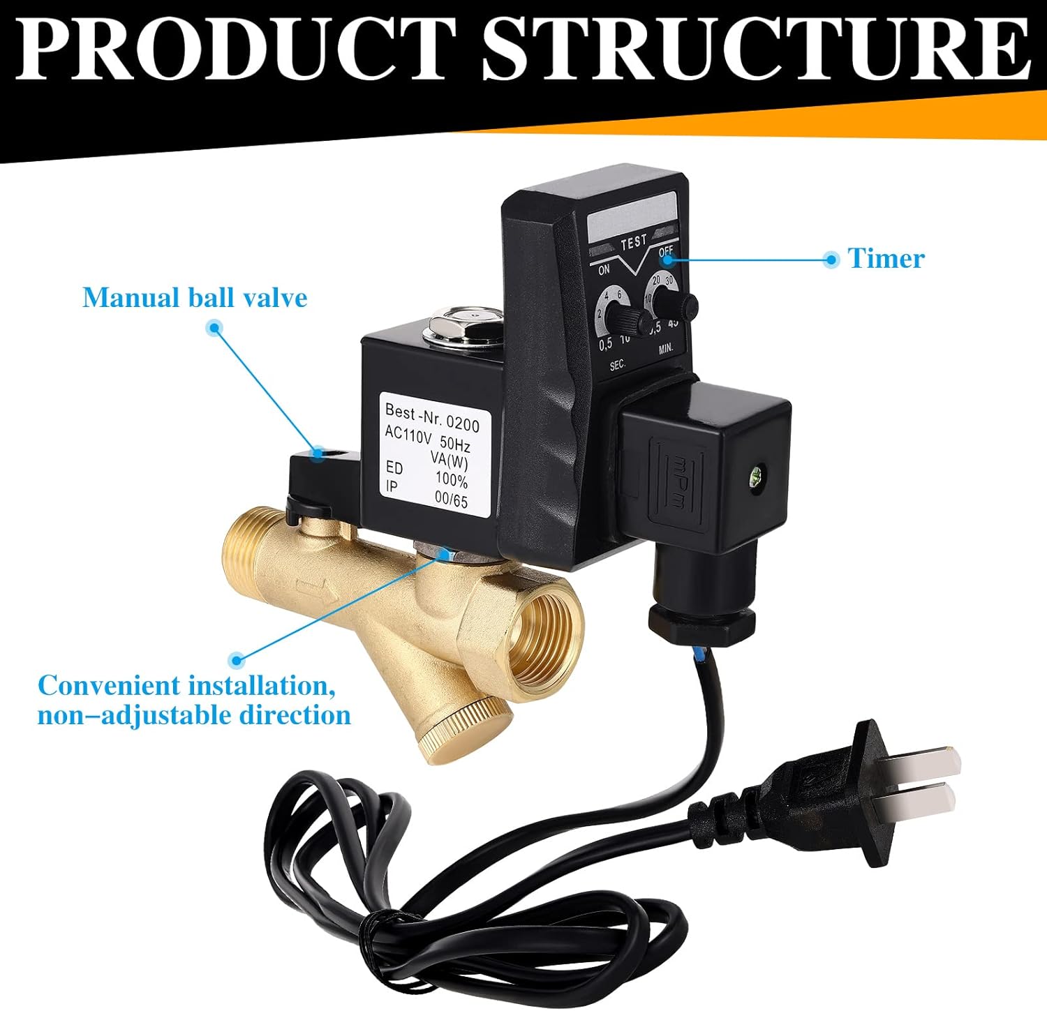 Bonuci 2 Sets Electronic Drain Valve Kit Automatic, 110V Timed Tank Drain Water Valve for Air Compressed