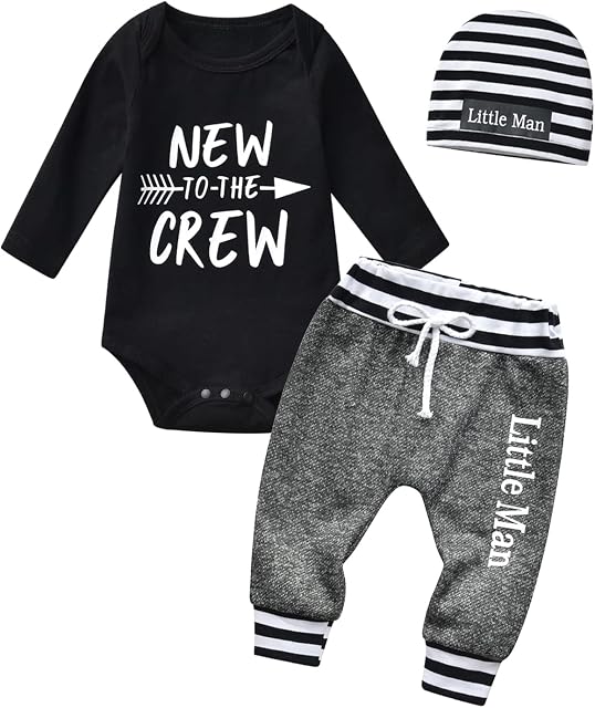 Bébé nouveau-né Vêtements Outfits Petit enfant garçon Lettre Imprimer Romper Tops Bodysuit Long Pantalon Chapeau 3pcs ensemble pour garçon