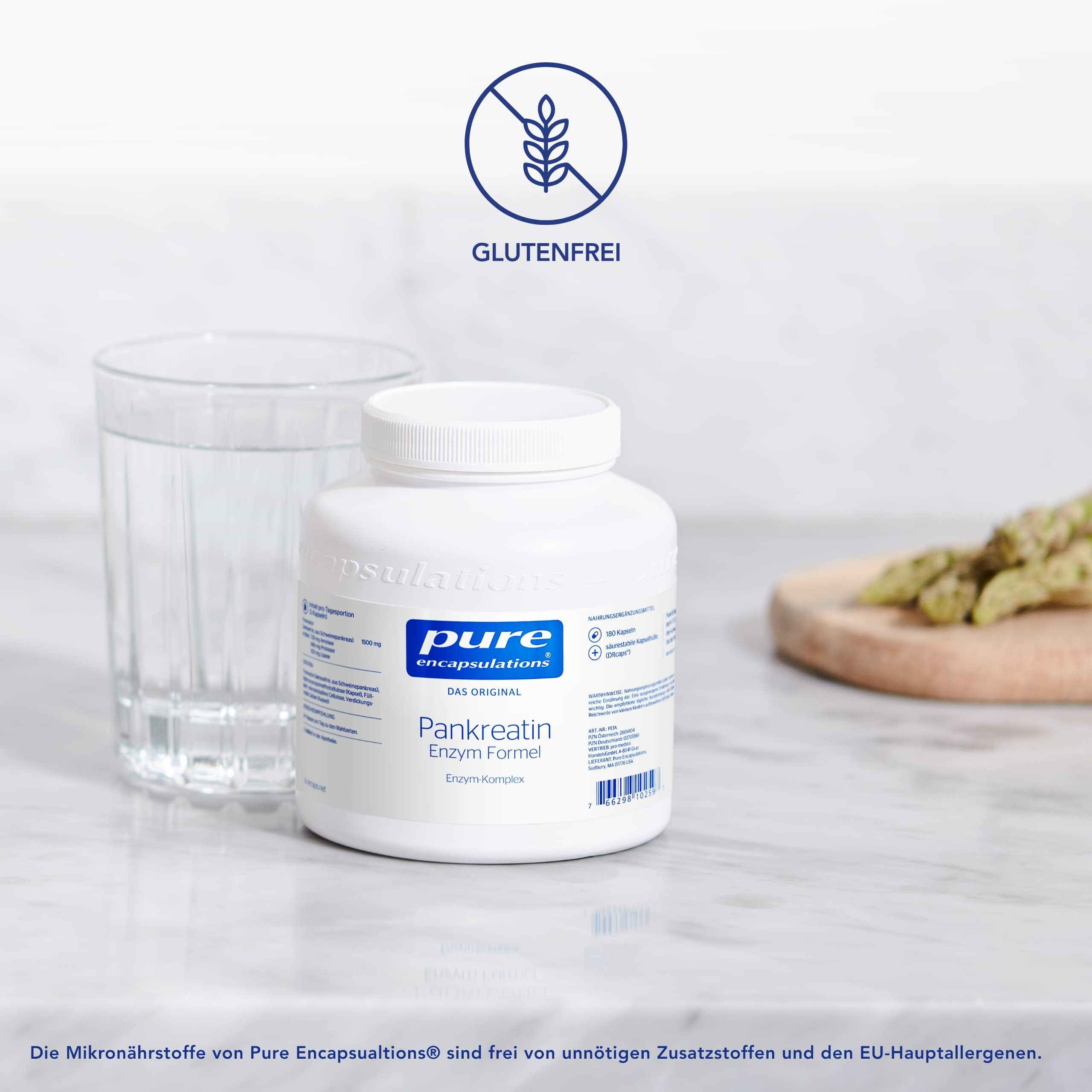 Pure Encapsulations - Pankreatin Enzym Formel - Hochwertiger Enzym-Komplex mit Protease, Amylase und Lipase - 180 Kapseln