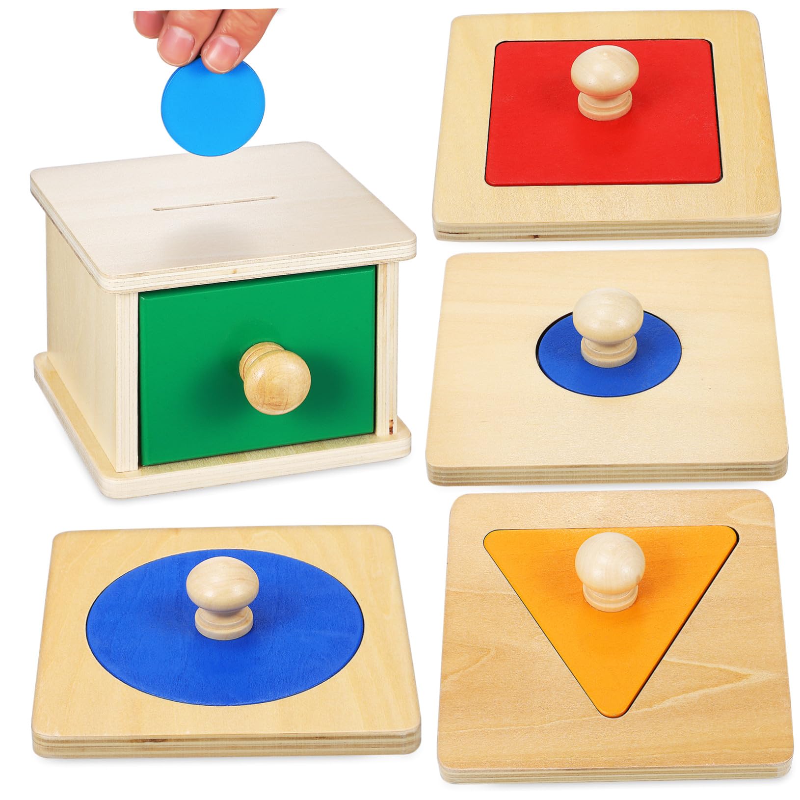 Uonlytech 2juego Caja De Monedas con Panel Geométrico para Juguetes De Madera Rompecabezas Educativos para Pequeños y Bebés para Desarrollo Temprano