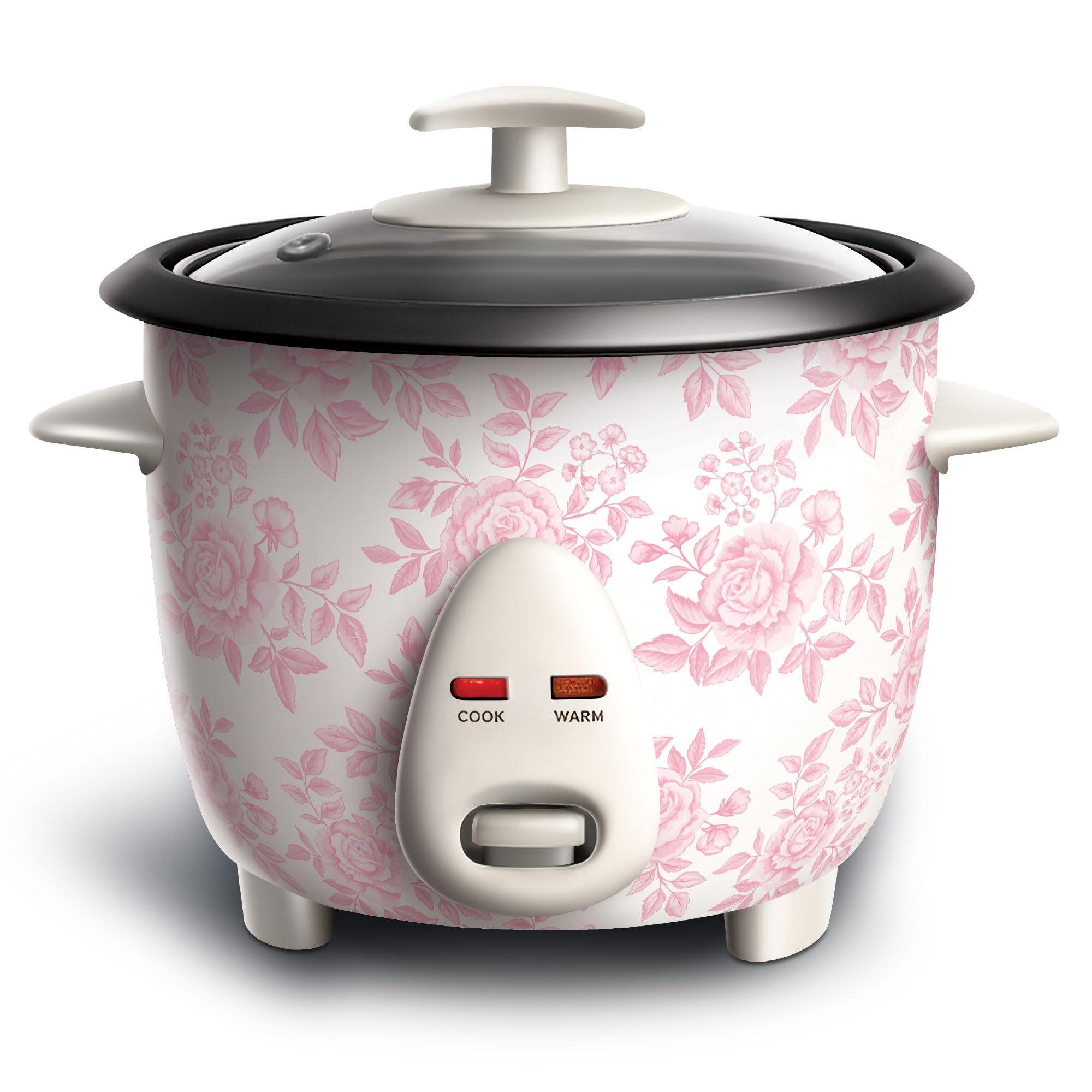 COOK WITH COLOR 6 Cup Rice Cooker 300W - Effortless Cooking and Perfectly, Cooks 3 Cups of Raw Rice for 6 Cups of Cooked Rice, Floral Pink