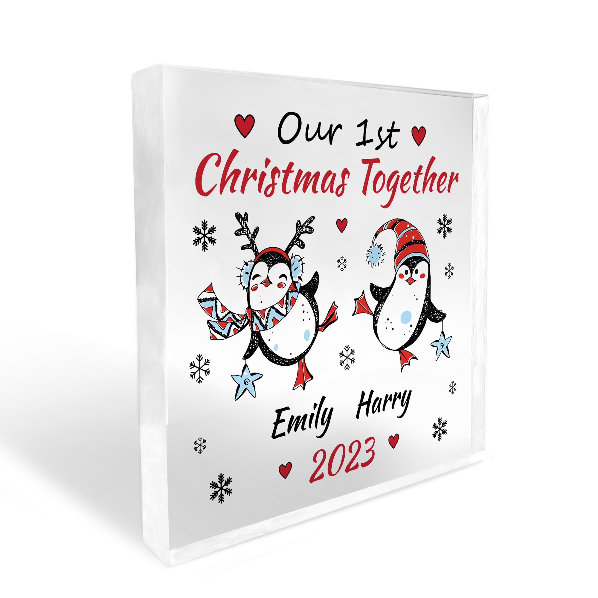 Red Ocean Our 1st Christmas Together Decoration Personalised Block Gift For Couple Boyfriend Girlfriend Gift For Christmas