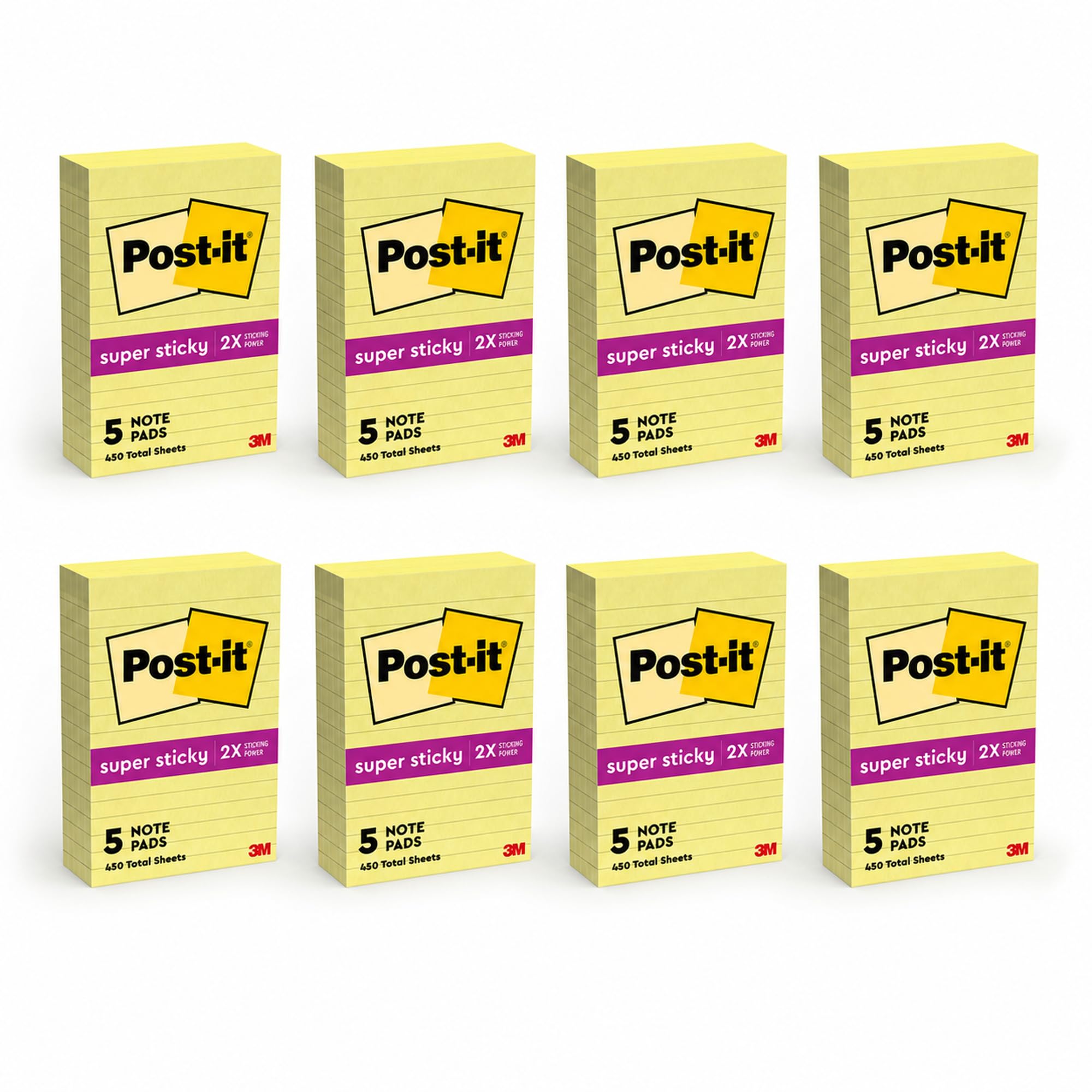 Post-it Notas superadhesivas, forradas, 4 x 6 pulgadas, amarillo canario