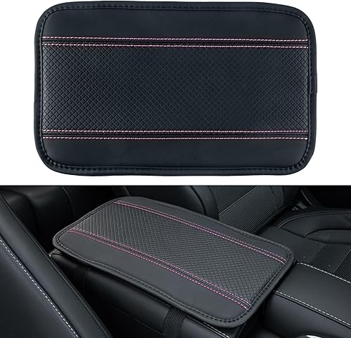 Amiss - Funda para consola central automóvil, impermeable, ajuste universal, protector de reposabrazos cuero sintético, accesorios interior para