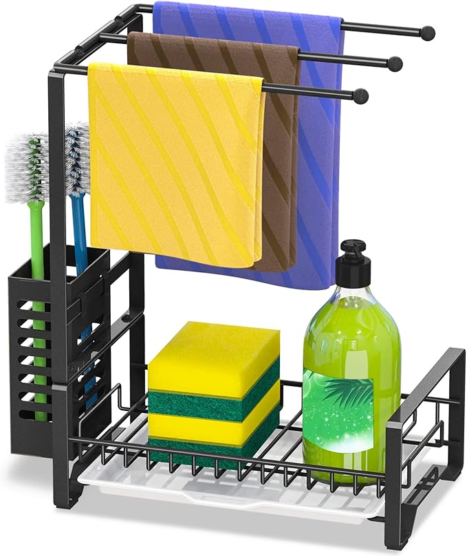 Bextsrack Sponge Holder for Kitchen Sink, Metal Kitchen