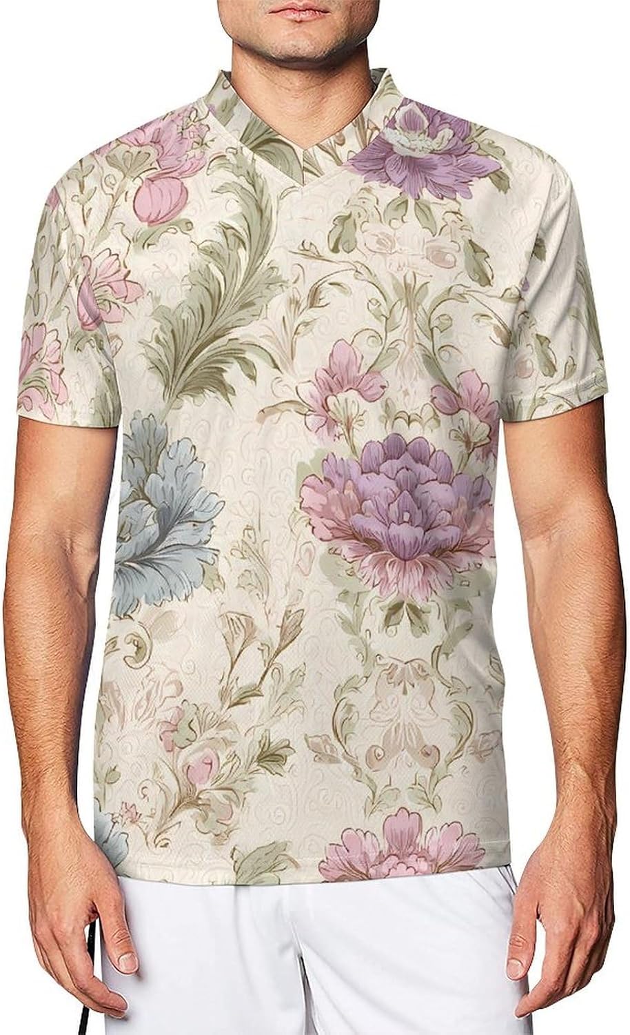 Vintage Victorian Baroque Floral Personalized Soccer Jersey Mens T-Shirts Sports Tops