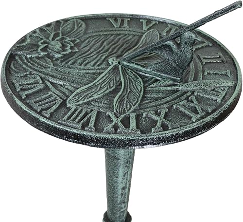 Miniatura 5 de Ebros Gift 22.75 pulgadas de alto de hierro fundido rústico casa de campo villa caprichosa libélula reloj de sol reloj de sol estatua de decoración