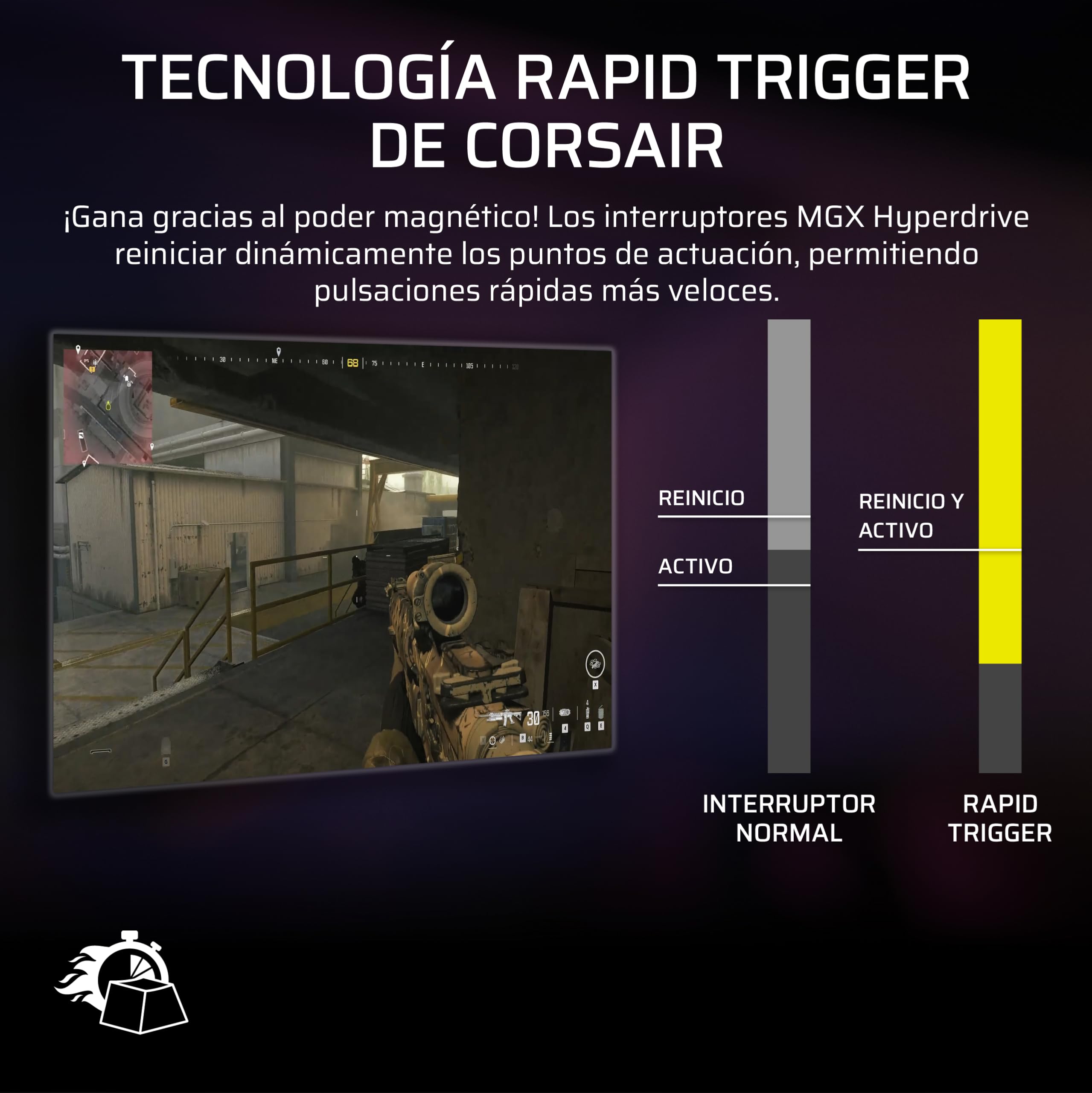 Corsair Vanguard Pro 96 Efecto Hall Teclado con Cable para Juegos - Negro | QWERTY ES, Formato 96%, MGX Hyperdrive Interruptores, 8 000 Hz, Rapid Trigger, Virtual Stream Deck, Flashtap SOCD