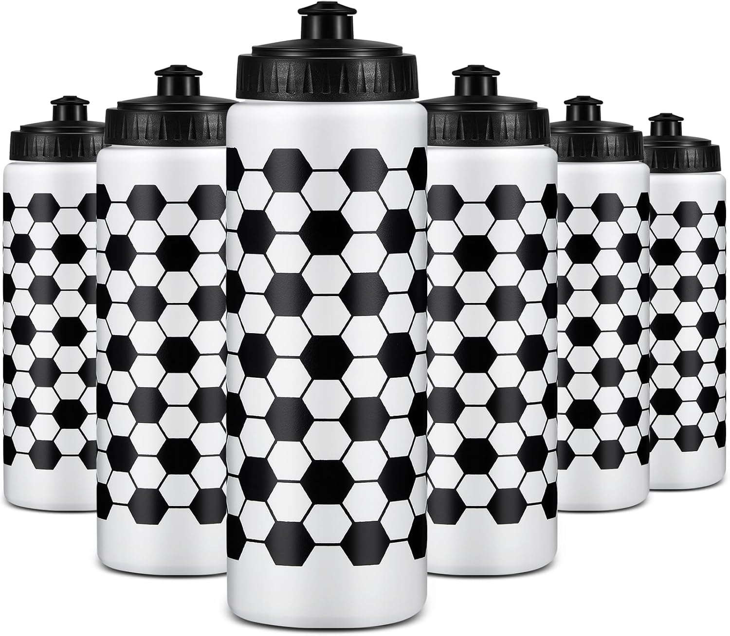 Yaomiao 12 Pcs Soccer Water Bottles Bulk 20 oz Reusable Squeeze Water Bottles Sports Ball Cup Accessories for Sports Party Team Gifts