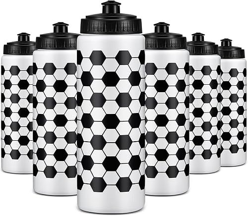 12 botellas de agua deportivas para apretar, botellas de agua de fútbol de 20 onzas, botellas de agua de plástico reutilizables con tapa superior,