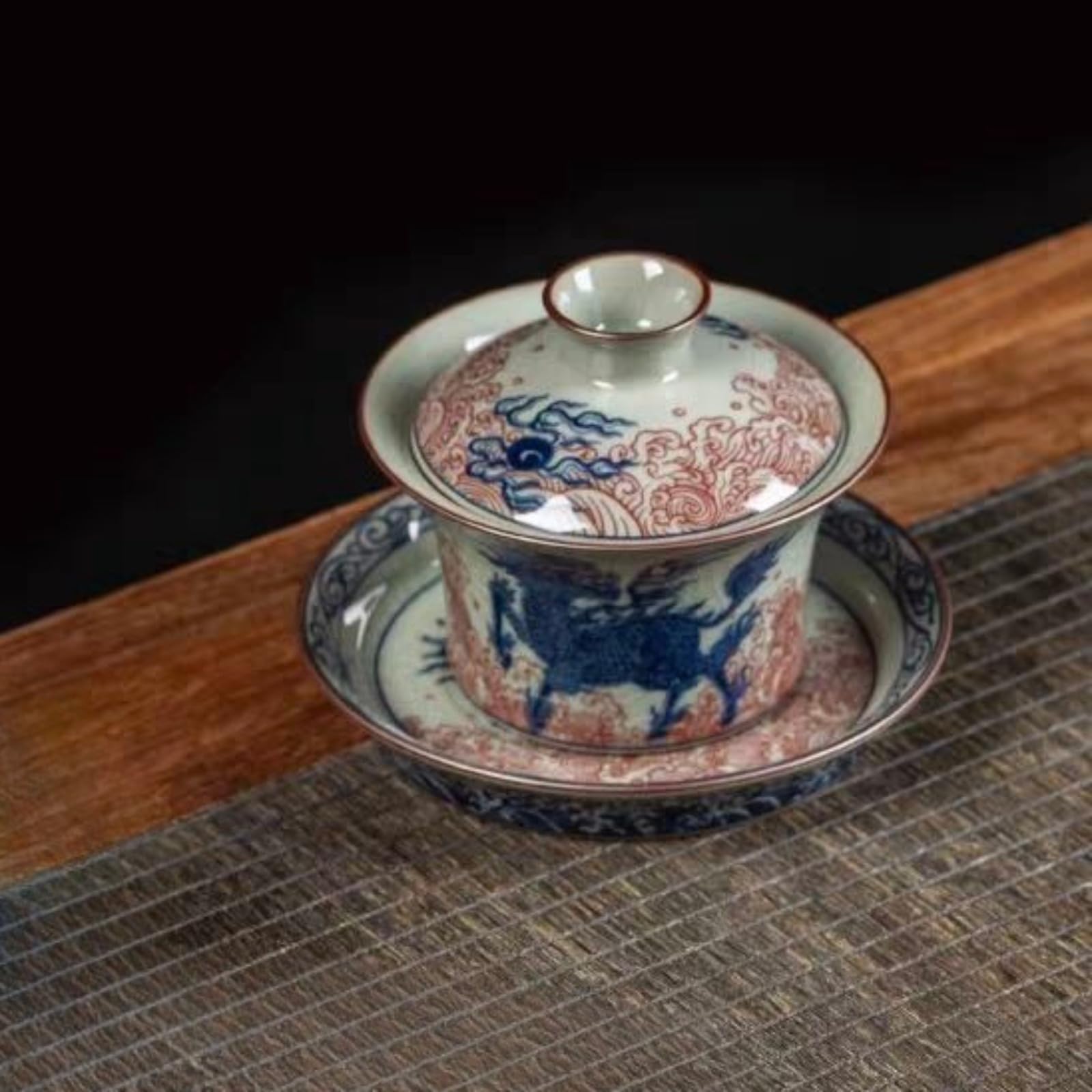 Ceramiczny ręcznie rysowany Gaiwan, 145 ml, chiński styl antyczny zestaw do herbaty Kung Fu odporna na ciepło miska do herbaty