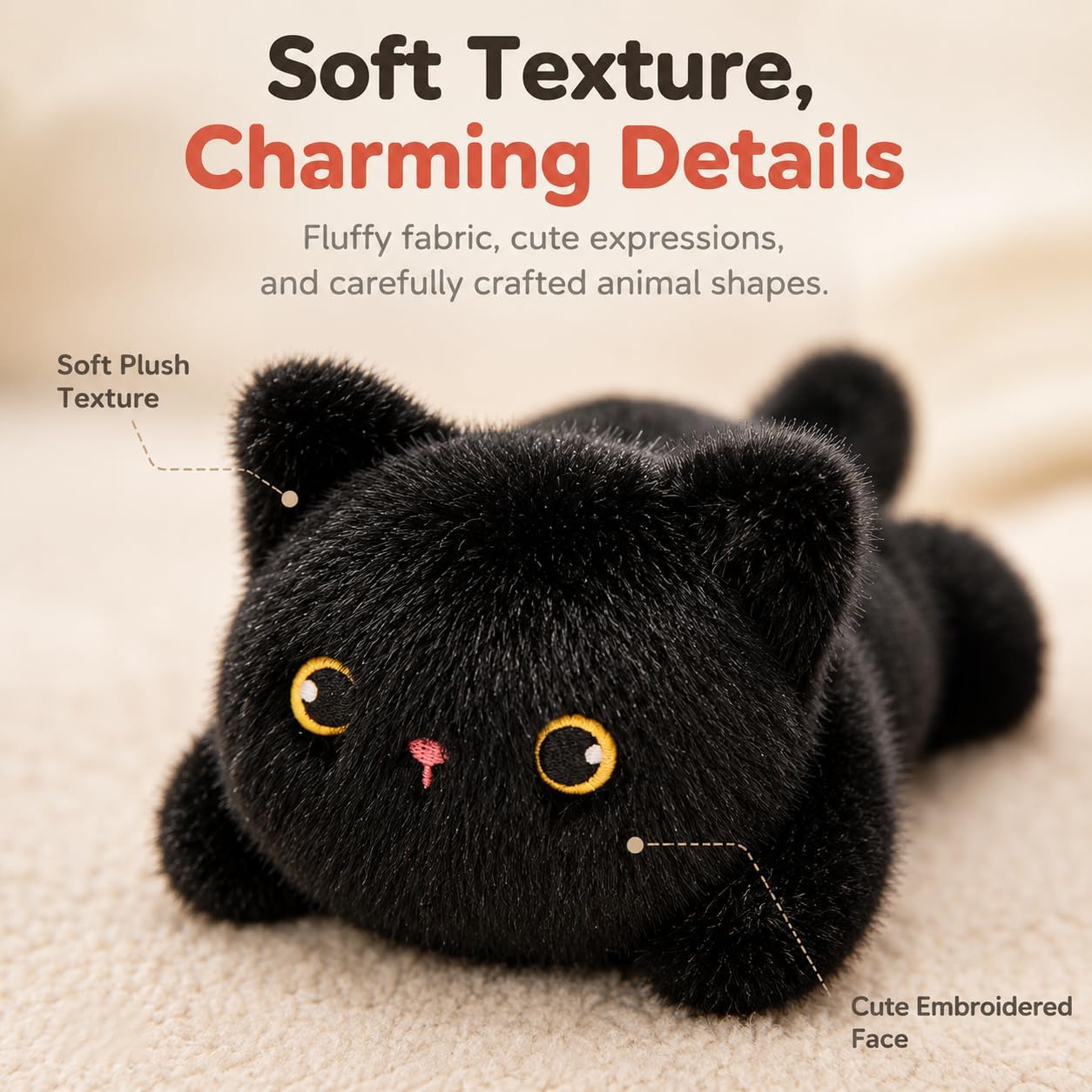 Magnetic Car Plush Toy, Cartoon Plush Black Cat Car Magnet, Cute Cats Ornament for Side Mirror, Refrigerator and Metal Surface (Cat) image 2