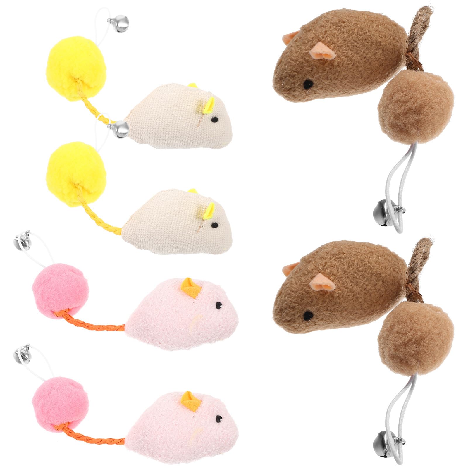 Toyvian Lot de 6 Jouets Souris en Peluche avec Clochette pour Chatons et Chats, Jouets Interactifs Vie Quotidienne, Couleurs Variées, Maintien de L'intérêt