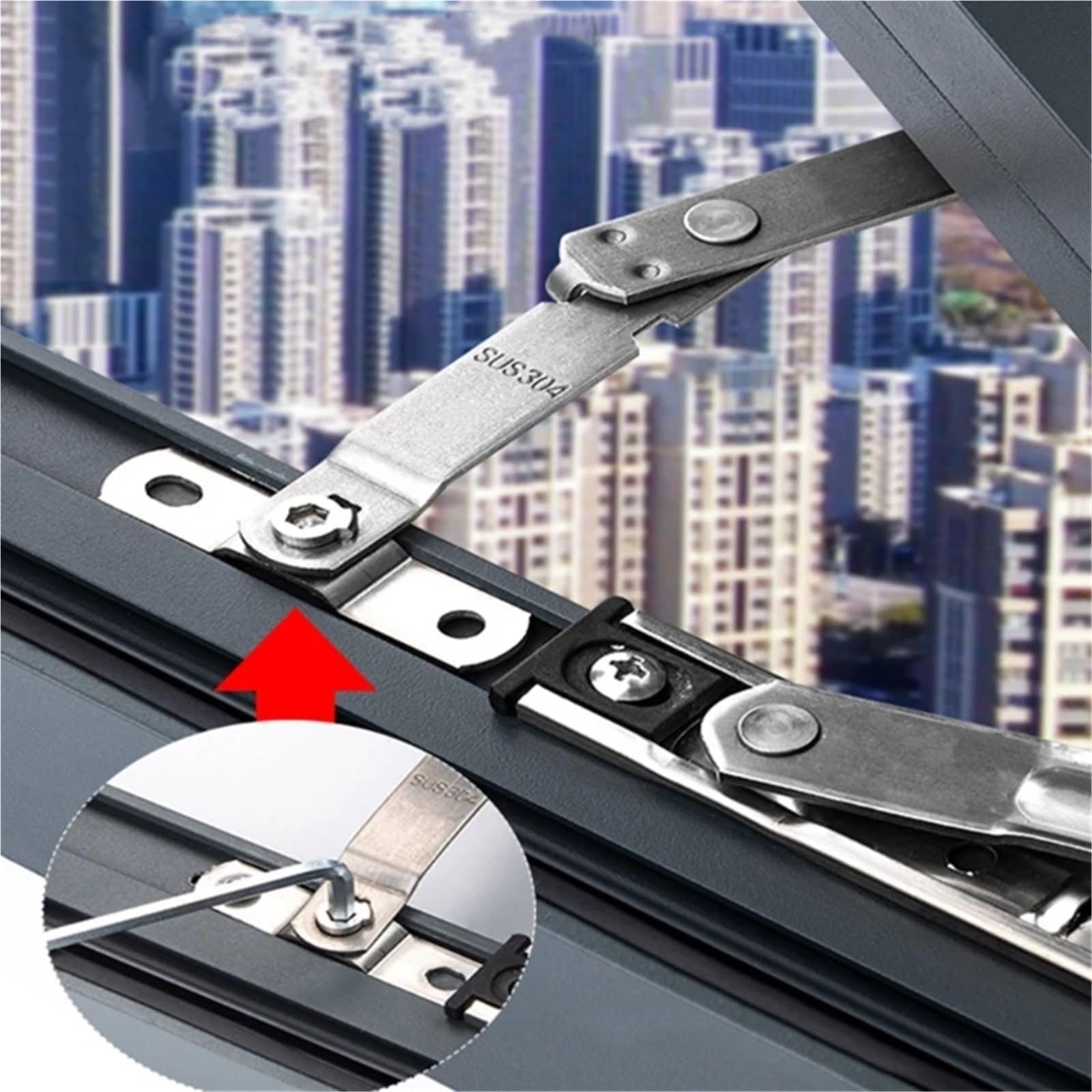 Limitatore per finestra in acciaio inox, 10 pezzi, comodo blocco per finestra (L)