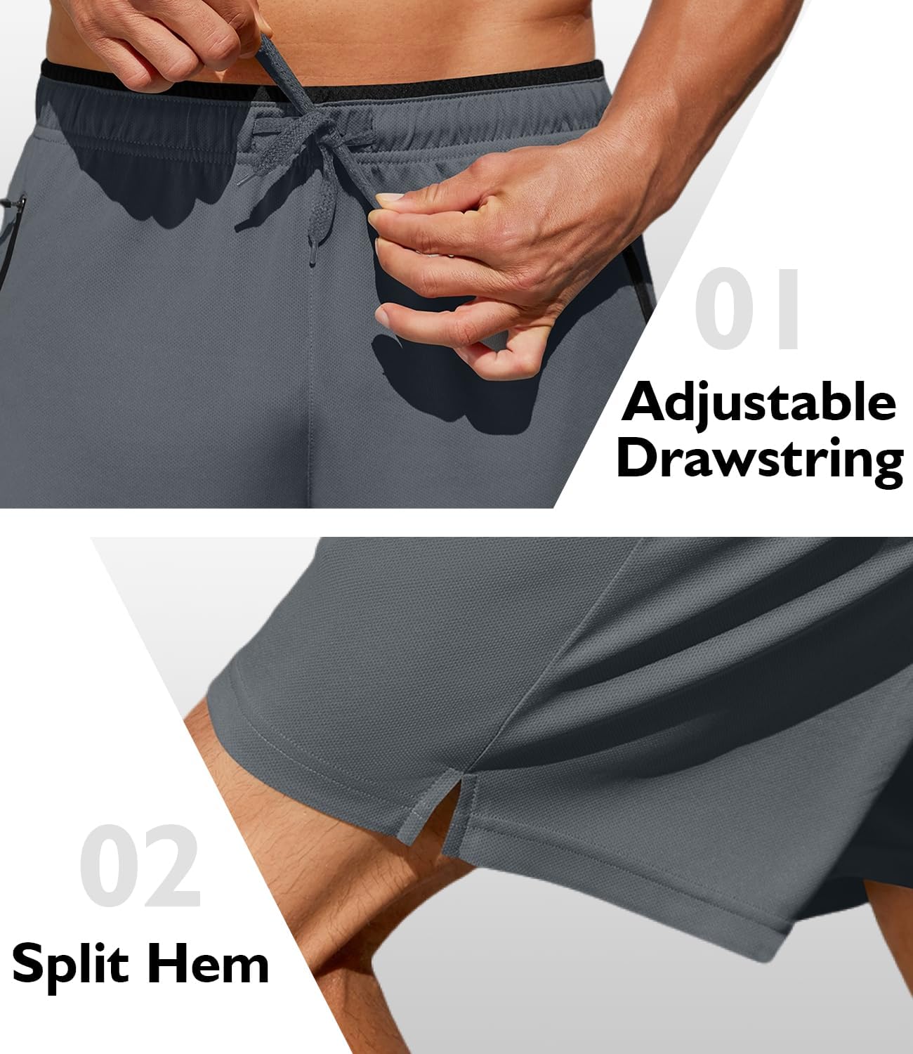 PINSPARK Men's Athletic Running Shorts 7" Mesh Quick Dry Workout Shorts with Zipper Pockets Lightweight Gym Shorts - Image 5
