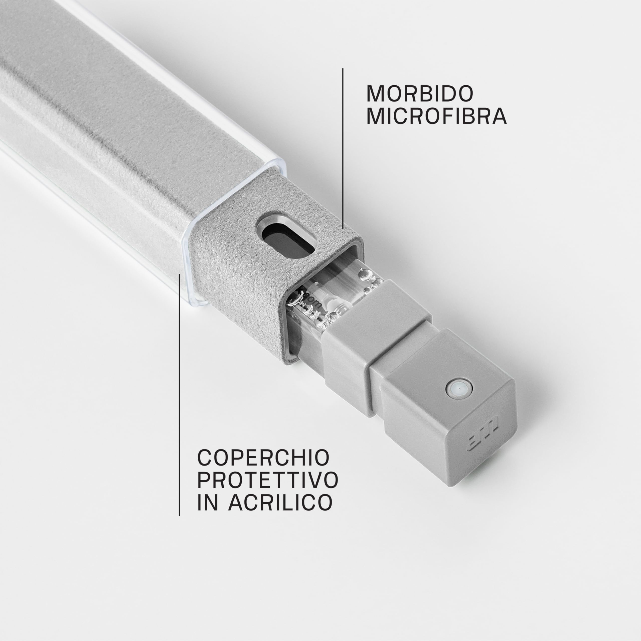 am Spray Pulizia Schermo 2 in 1 con Panno in Microfibra Integrato per Smartphone, Tablet, Laptop, Monitor PC, Smart TV e Display Auto, Ricaricabile (Grigio Chiaro, 1 Pack)