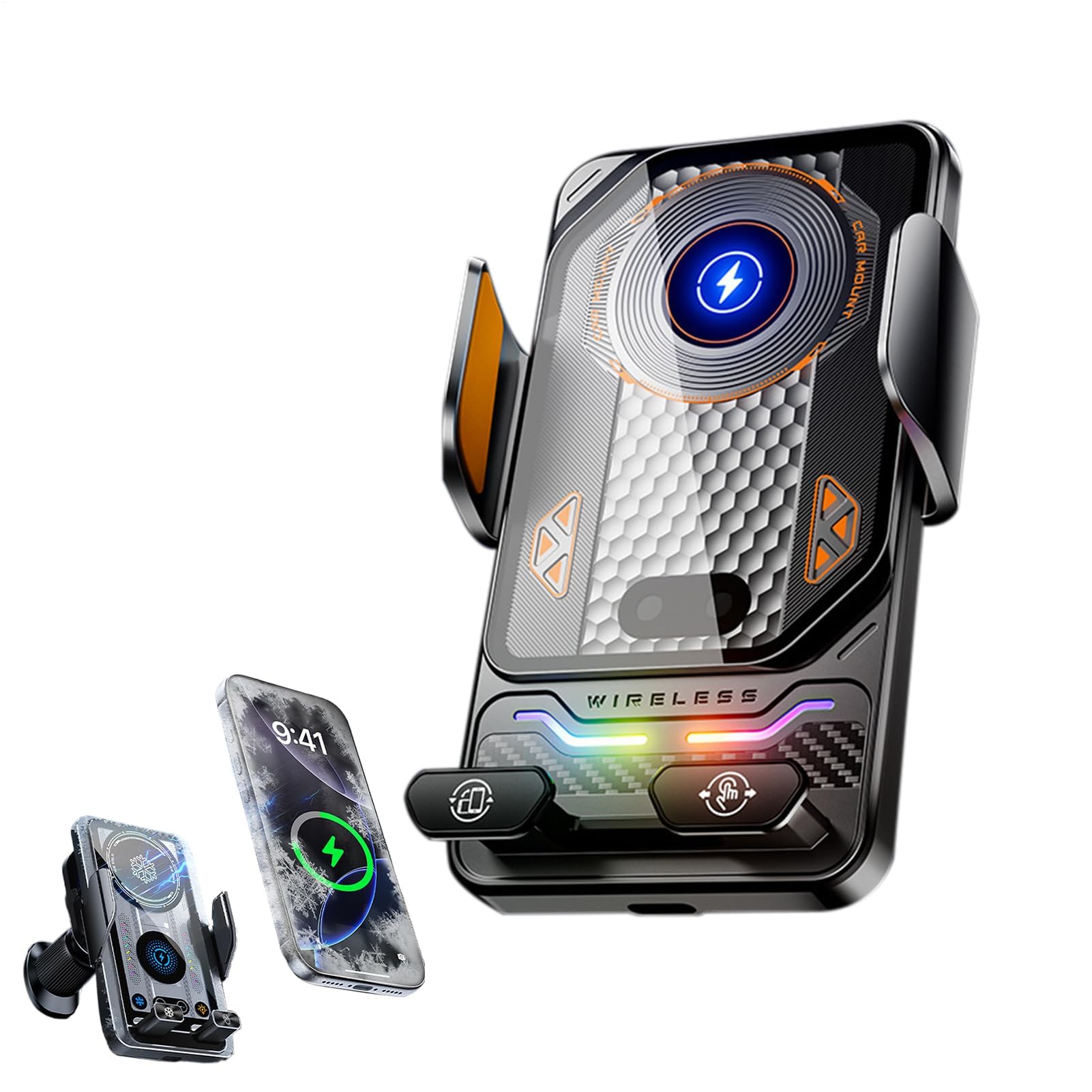 Supporto per telefono da auto, porta smartphone con funzione di ricarica wireless, supporto per bocchetta dell'aria dell'auto, per rimorchio, camper, berline, pickup, trattore, camion