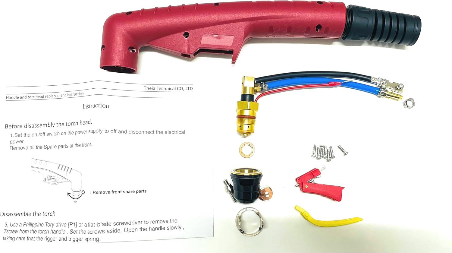 |Plasma PT-60/40/25 S45 Red handle & torch head replacement kit (Gas&Power seperate-PT-60/40/25&S45-Red)