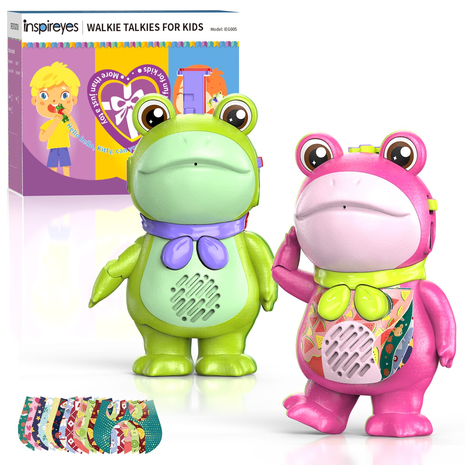 Inspireyes Walkie Talkies for Kids Rechargeable Frog Toys DIY Playset Gift