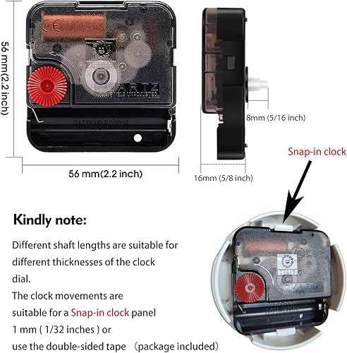 Miniatura 2 de 12888 Mecanismo de reloj de barrido súper silencioso, 516 pulgadas - 5964 pulgadas de longitud del eje, reloj de pared de cuarzo, repuesto de motor,
