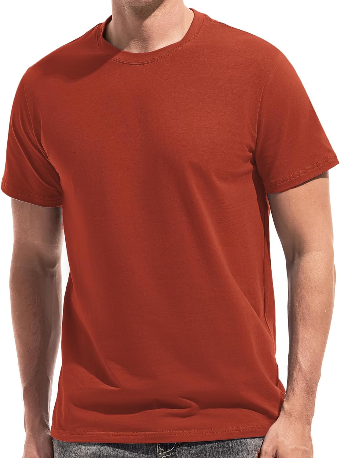 VEIISAR Mens T Shirt - Short Sleeve Crew Neck Soft Fitted Elastic Tees Fresh Classic Tshirts Color 20+