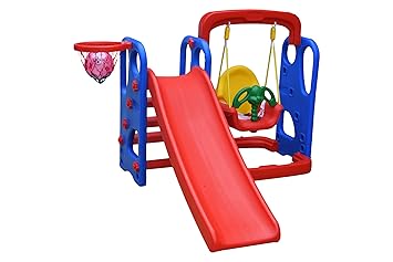 eHomeKart Slide and Swing Combo for Kids - PLAYGRO Garden Slider & Swing Combo - for Boys and Girls - Perfect for Home/Indoor or Outdoor - 162cm x 162cm x 110cm (Slide & Swing Combo)