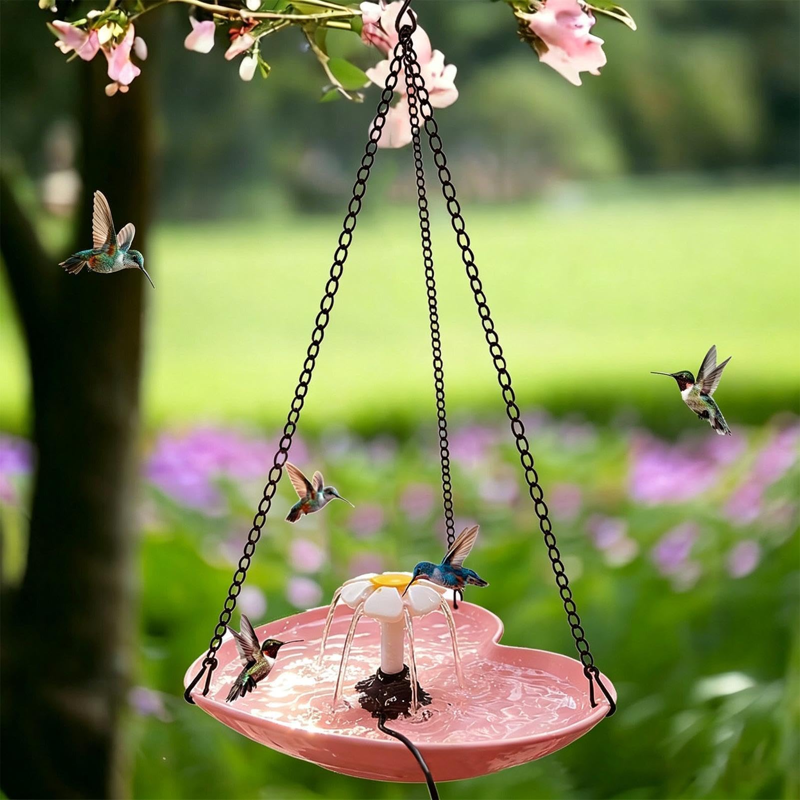 Vasca per uccelli da giardino, a cascata, da appendere, per colibrì, pettirossi, passeri, recinzioni, balcone, corrimano, cortili, balconi, cortili