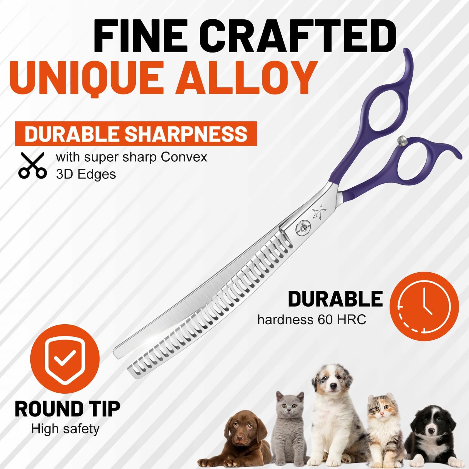 High-end Professional Dog Grooming Curved Thinning Scissors Teeth Blending Shears Pet Texturizing Thinner Blender Shears 7.5 Inch Extremely Very Sharp Made Of Stainless Steel Alloy For Dog Cat Groomer