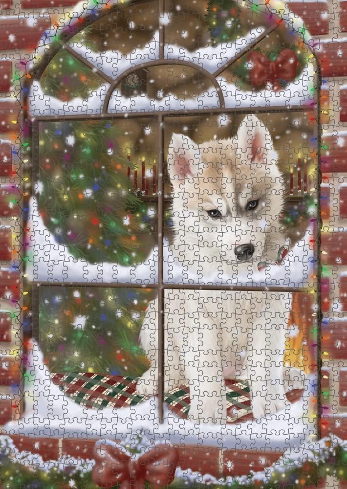 Please Come Home for Christmas Siberian Husky Dog Jigsaw Puzzle for Adults - Animal Printed Interlocking Puzzle Game Artwork - Gift for Dog Lover's -1000 Pcs 29.5"x19.7", PZLE57496