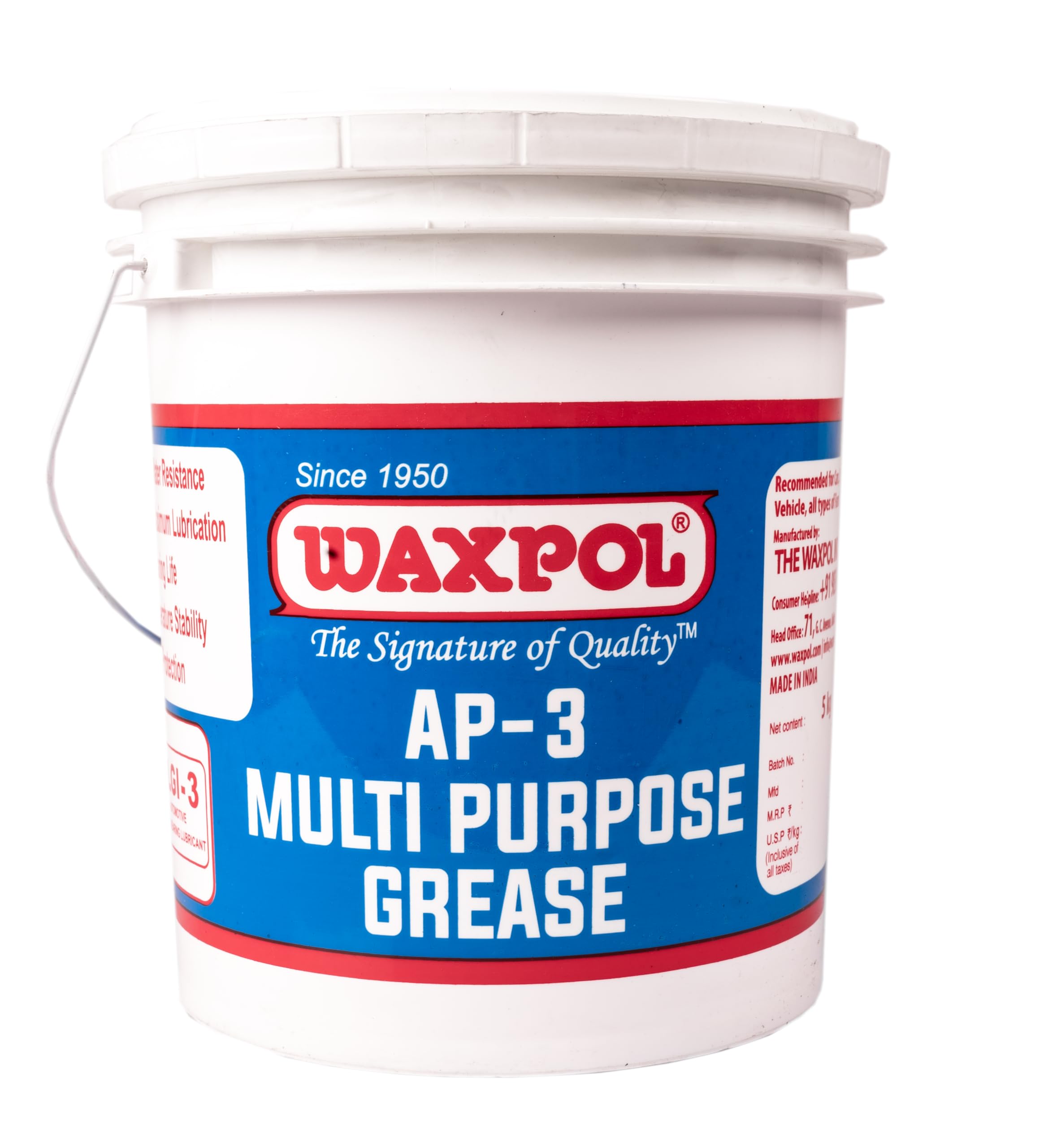 See full amazon price history chart for Waxpol AP-3 Lithium Multipurpose Grease NLGI-3 (5Kg) (Long Lasting Lubricant For Cars, Buses, Trucks, 2 Wheeler, 3 Wheeler, Agriculture & Construction) Waxpol AP-3 Lithium Multipurpose Grease NLGI-3 (5Kg) (Long Lasting Lubricant For Cars, Buses, Trucks, 2 Wheeler, 3 Wheeler, Agriculture & Construction) (B096B7N2CN) Amazon Price History, Amazon Price Tracker
