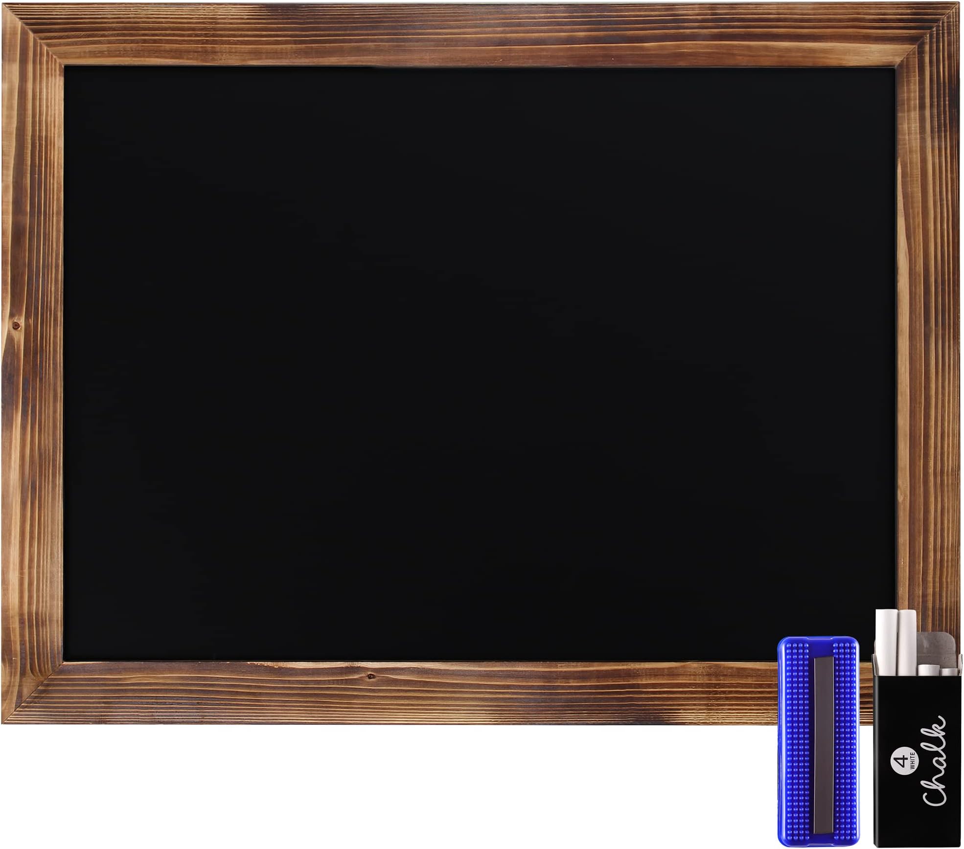 Rustic Torched Wood Magnetic Wall Chalkboard, Framed Chalkboard - Decorative Magnet Board Great for Kitchen Decor, Weddings, Restaurant Menus and More! 46cm x 61cm