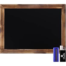 HBCY Creations 18" x 24" Torched Brown Solid Wood Frame Wall Chalkboard, Magnetic Surface, Home Decor, Restaurant & Cafe Menus, Blackboard, Includes Chalk, Eraser & Hanging Hardware