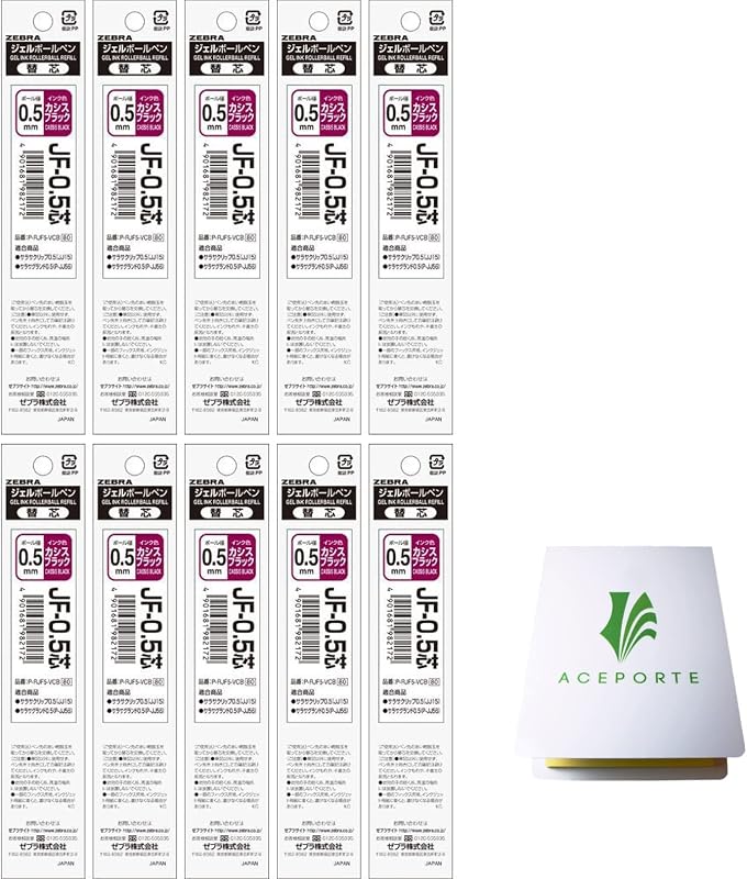 Zebra SARASA 0.5mm Cassis Black Ink 10 Refills (P-RJF5-VCB), High Speed Dry Ink Technology with Original Sticky Notes