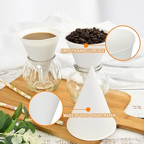 Miniatura 2 de AQUEENLY 100 Vasos de Cono de Nieve, Vasos de Papel Cónicos con Revestimiento de Cera a Prueba de Fugas para Granizado, Hielo Raspado, Agua - 6 OZ,