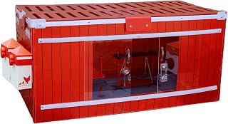 RentACoop Big Red Barn Chick Brooder Set | Durable, Lightweight, Easy-Clean, Multipurpose | with Heating Plate, Feeder, Waterer, Absorbent Hatchling Liners, Jute Liners, LED Light, Security Latch
