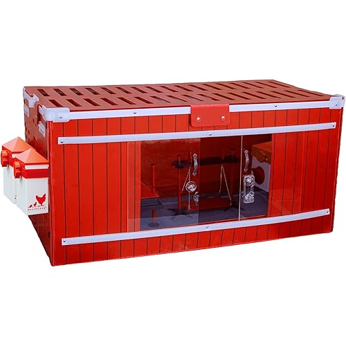 RentACoop Big Red Barn Chick Brooder Set | Durable, Lightweight, Easy-Clean, Multipurpose | with Heating Plate, Feeder, Waterer, Absorbent Hatchling Liners, Jute Liners, LED Light, Security Latch