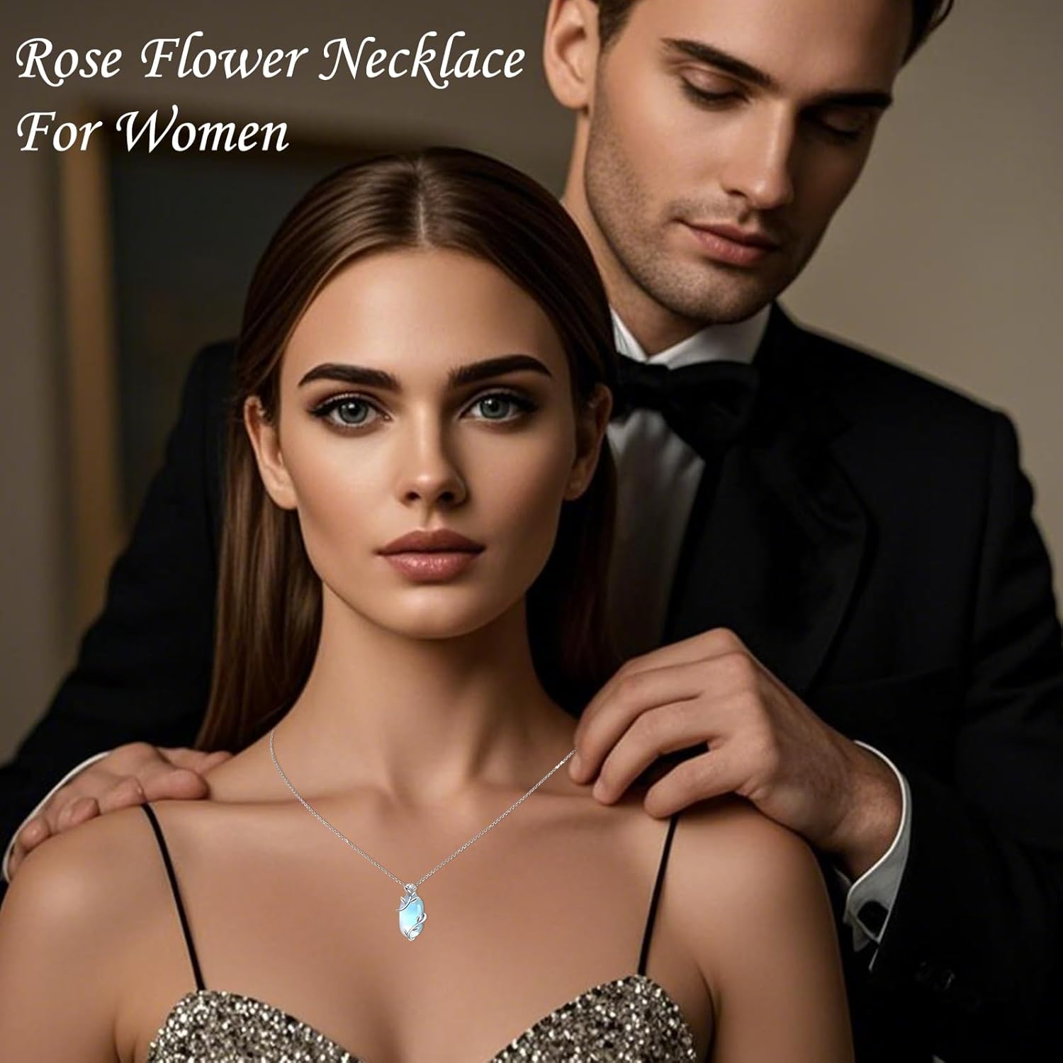 Filigree Teardrop Necklace 925 Sterling Silver Teardrop Gemstone Pendant Jewelry Gifts for Women - Image 3