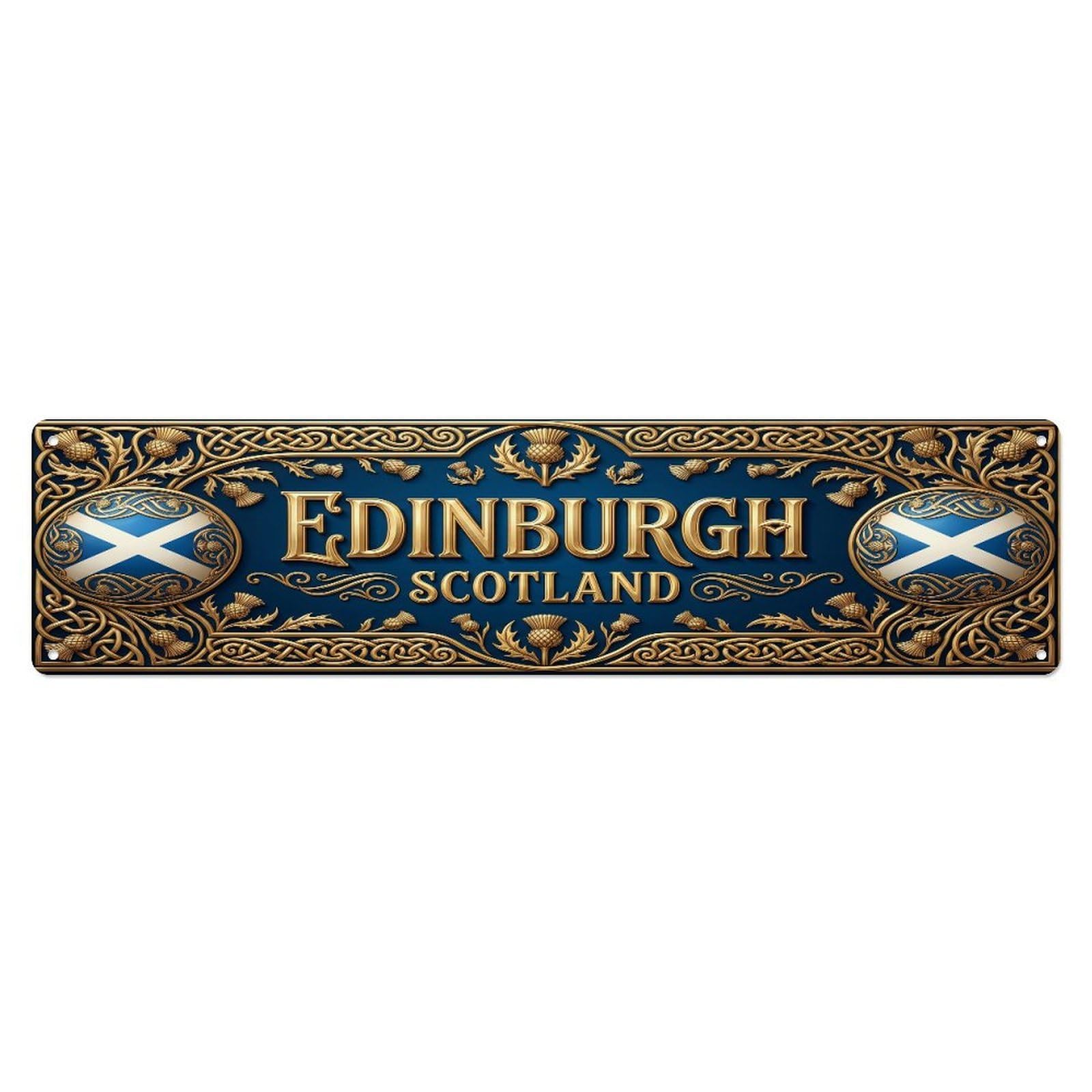 Xanthor Style Metal Tin Sign Vintage Edinburgh Scotland Flag Pattern