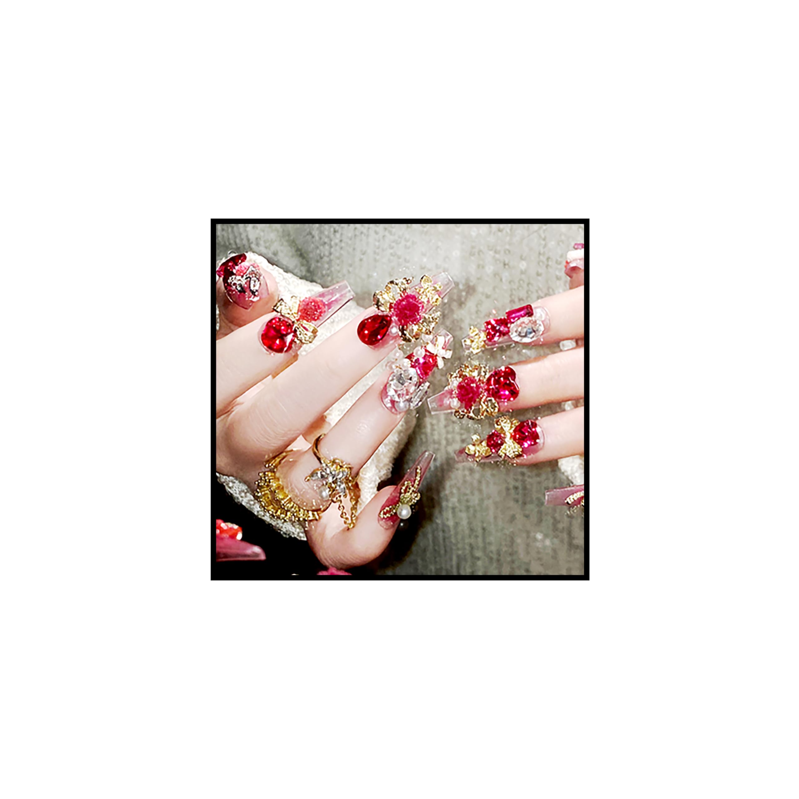 Luxurious Handcrafted 3D Gemstone Press-On Nails